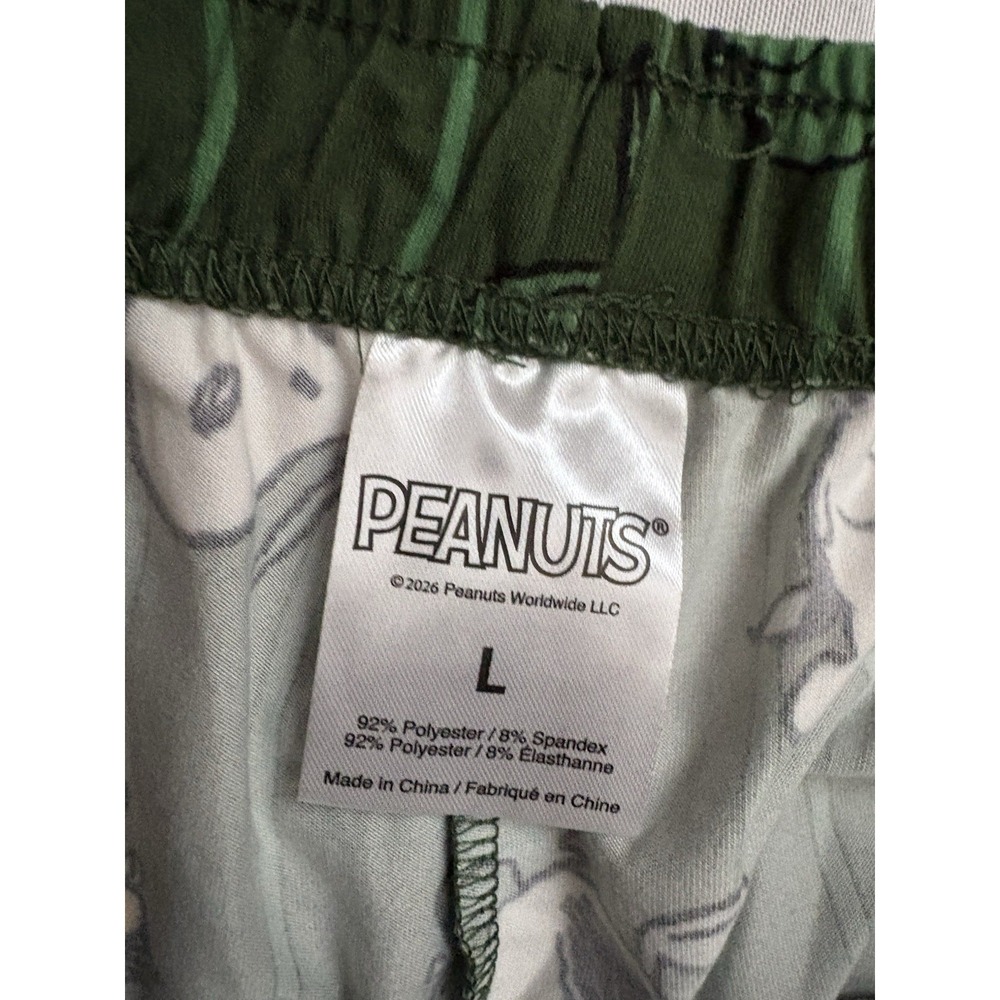 NEW Snoopy Peanuts Fleece Lounge Pants PJ Bottoms SNOOPY PANTS GREEN Size Large - Picture 5 of 7